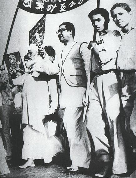 Sheikh Mujib with Maulana Bhashani during the 1953 protest